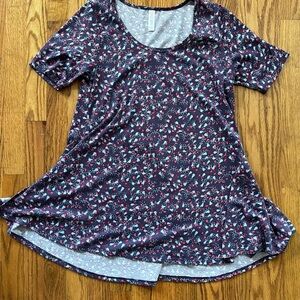 LuLaRoe Purple and Pink Asymmetrical Short Sleeve Tunic